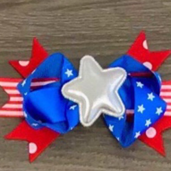 SILVER STAR 4TH OF JULY TWIST BOW - Picture 2 of 10